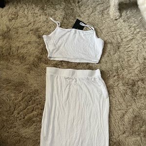 Fashion Nova white two piece outfit